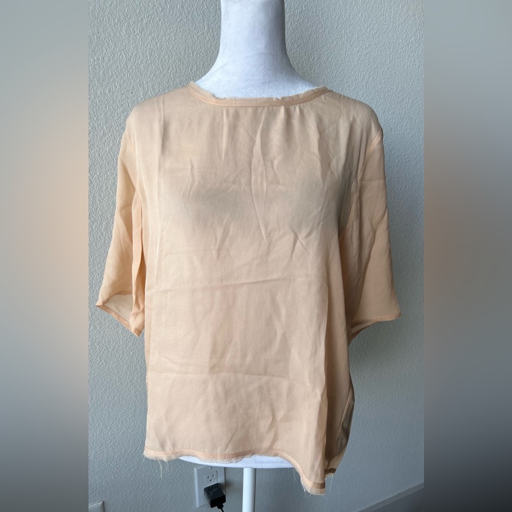 American Vintage sherbet Orange silk Boxy Short Sleeve Blouse